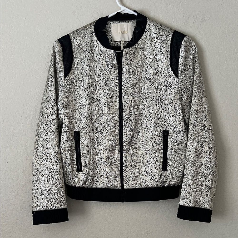 NWOT Maje Textured Bomber Jacket in Size 36 FR